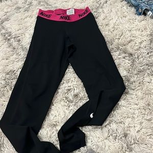 Nike leggings! Black with pink band!